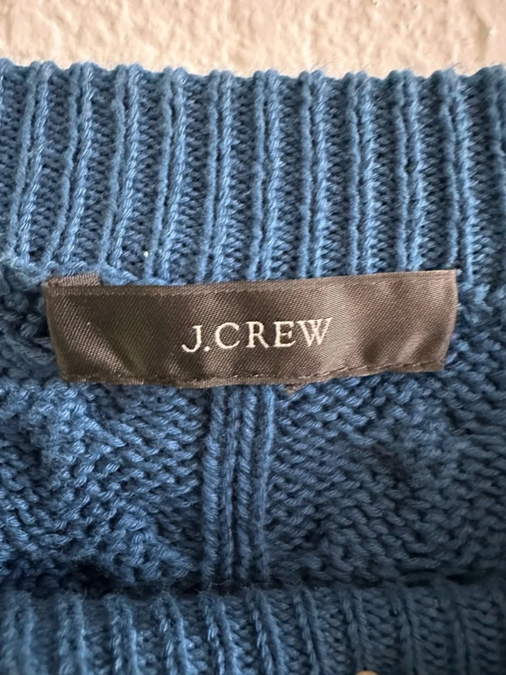 J.Crew Re-Imagined Cable Knit Sweater Blue 100% Cotton Chunky Pullover Womens